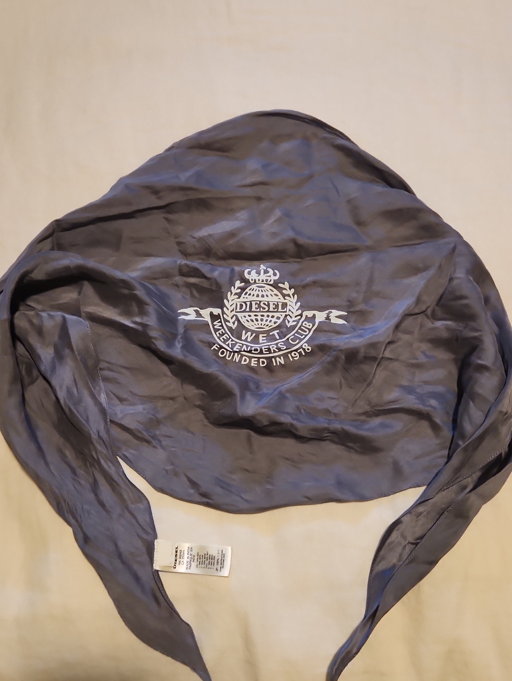 Diesel Gray Silk Logo Scarf